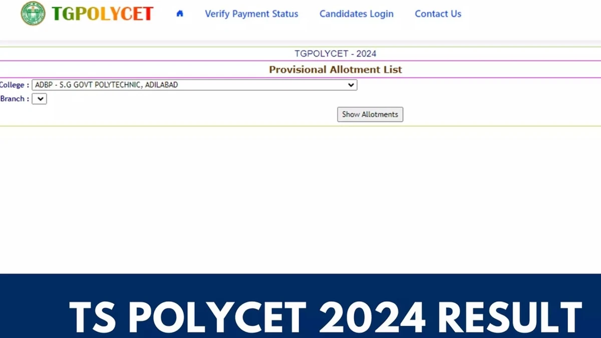 TS POLYCET Counselling 2024 Round 1 Seat Allotment Result